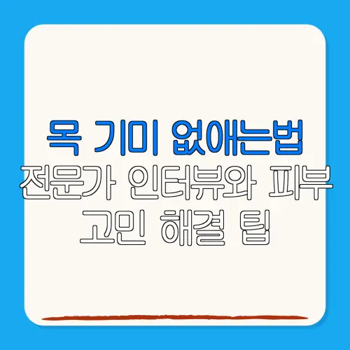 목 기미 없애는법전문가 인터뷰와 피부고민 해결 팁