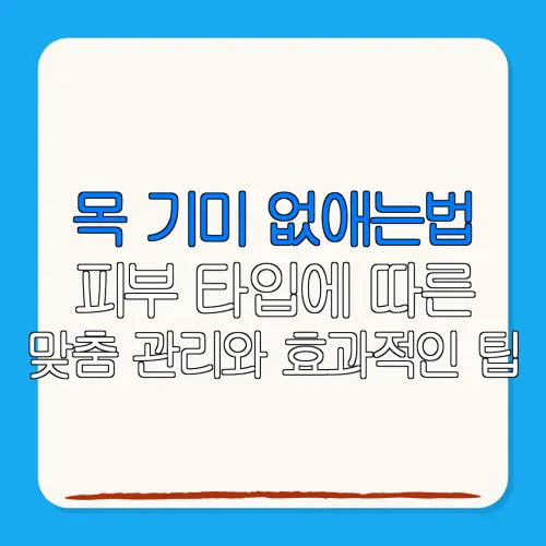 목 기미 없애는법피부 타입에 따른맞춤 관리와 효과적인 팁